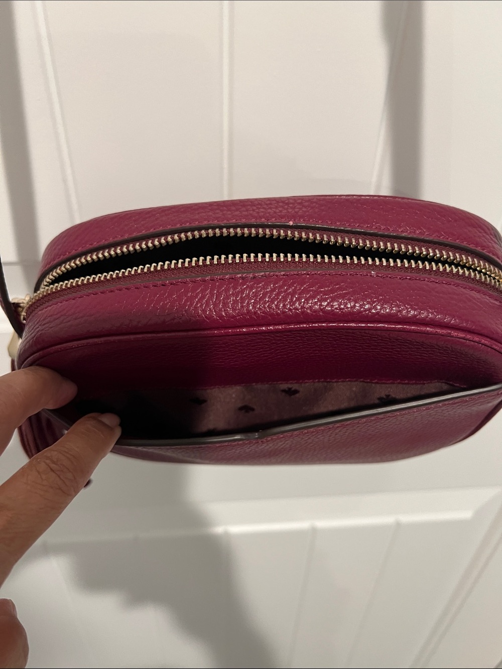 kate spade Wine Pebbled Leather Crossbody Bag with Tassel - Picture 8 of 11